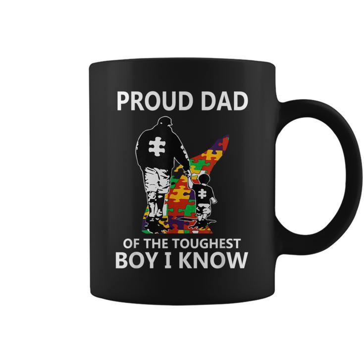 Proud Dad Of The Toughest Boy I Know Autism Awareness Coffee Mug