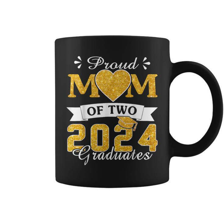 Proud Mom Of Two 2024 Graduates Mother Class Of 2024 Senior Coffee Mug