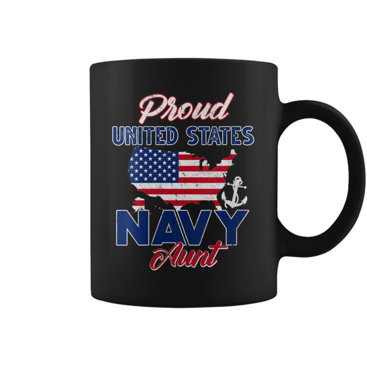 Proud Navy Aunt Us Flag Family Army Military Coffee Mug