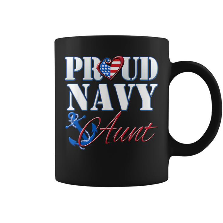 Proud Navy Aunt Usa Heart American Flag Women Coffee Mug