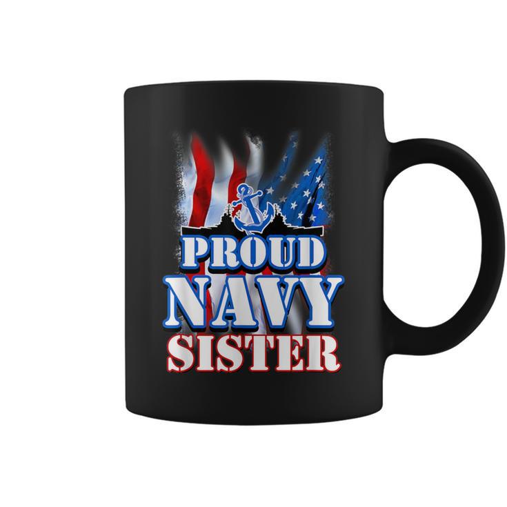 Proud Navy Sister Patriotic Usa Flag Women Coffee Mug