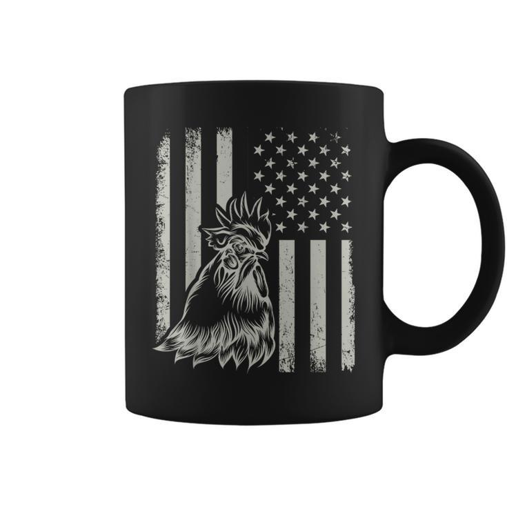 Proud Patriotic Chicken Rooster Farmer Lover American Flag Coffee Mug