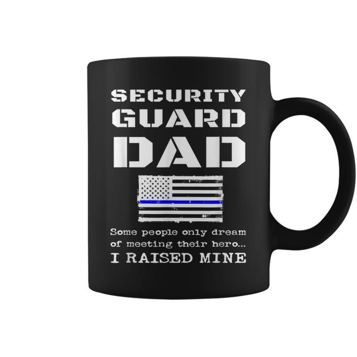 Proud Security Guard Dad Father Thin Blue Line American Flag Coffee Mug