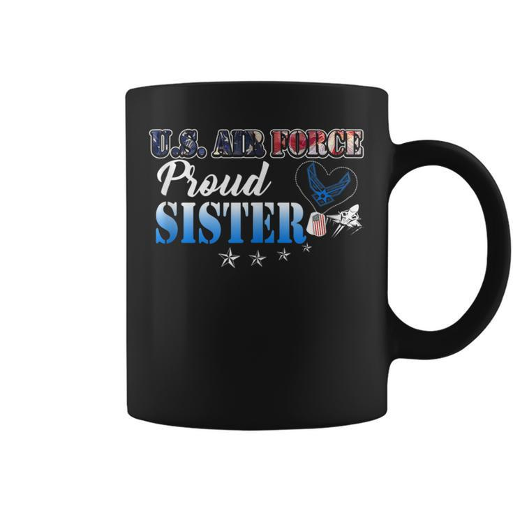 Proud Us Air Force Sister Heart Flag Pride Military Family Coffee Mug
