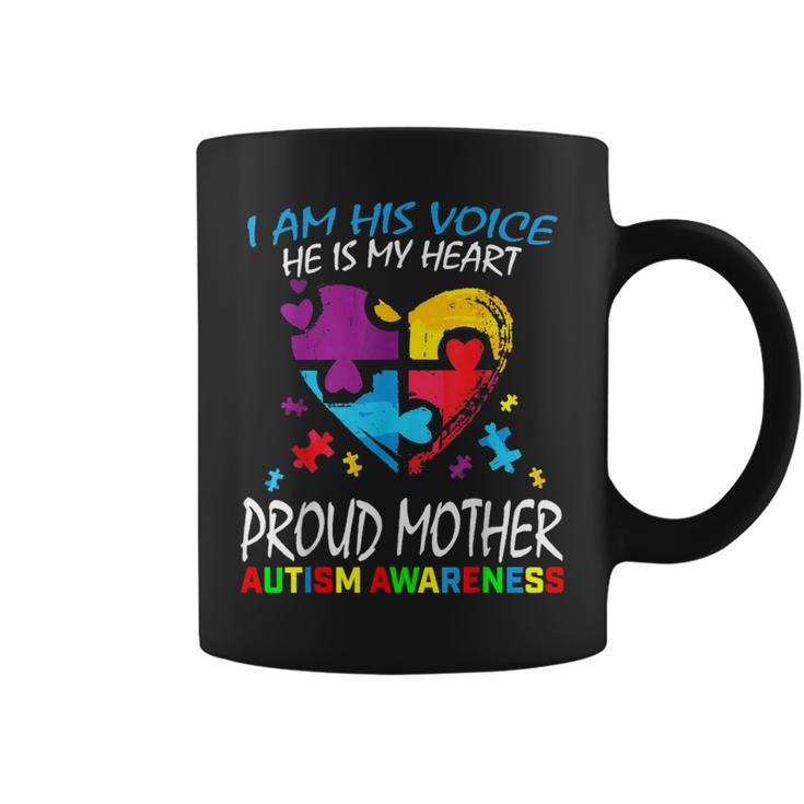 Pround Autism Mom Heart Mother Puzzle Piece Autism Awareness Coffee Mug