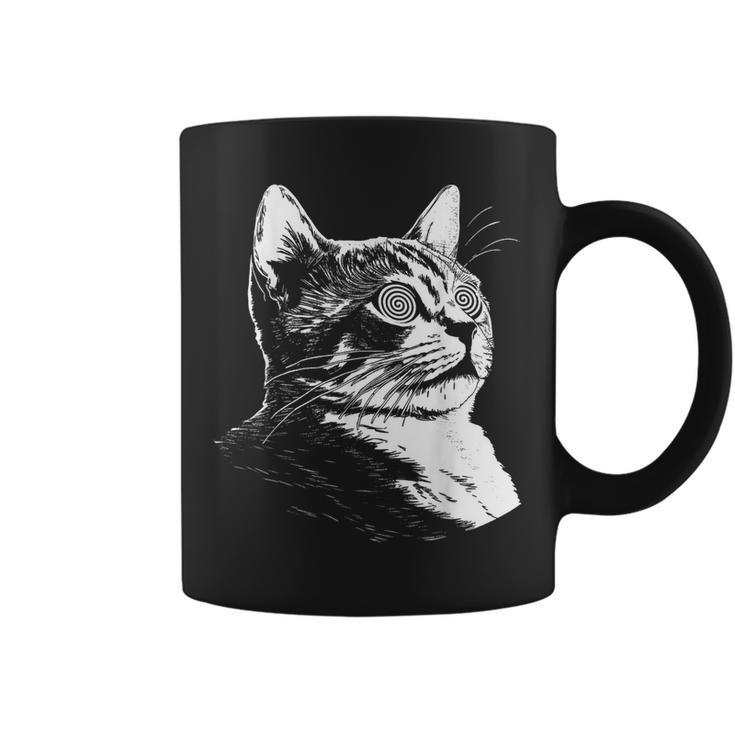Psychedelic Cat Festival Edm Trippy Illusion Kitty Rave Cats Coffee Mug