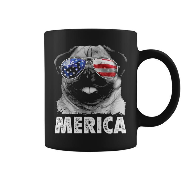 Pug 4Th Of July Merica Men Women Usa American Flag Coffee Mug