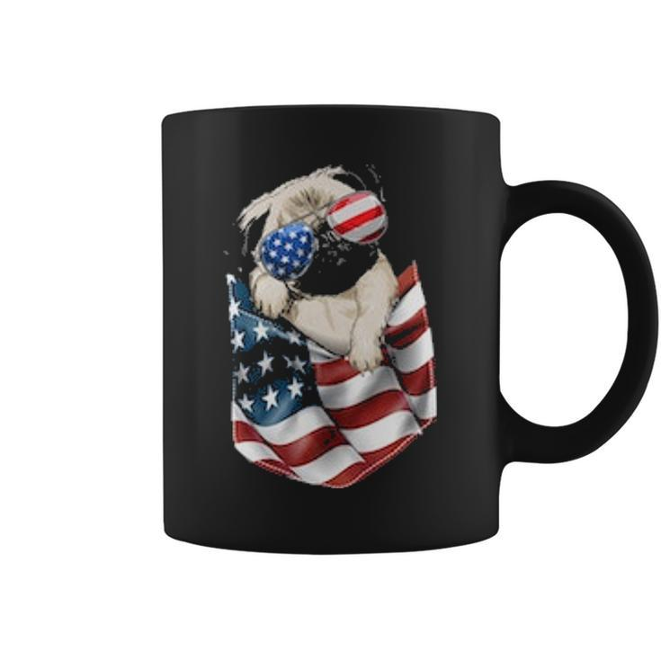 Pug In Pocket Dog 4Th July Usa Flag Coffee Mug