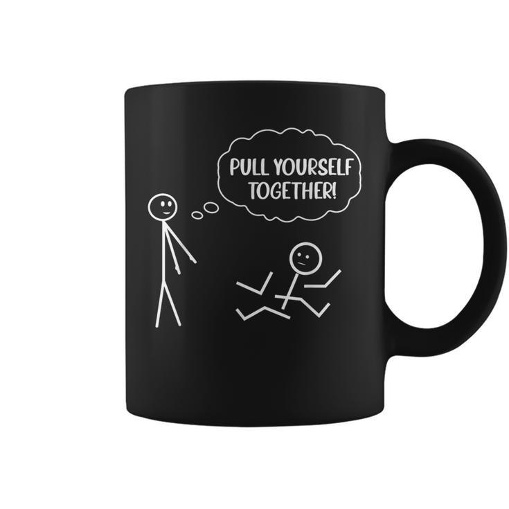 Pull Yourself Together Humor Stick Man Coffee Mug