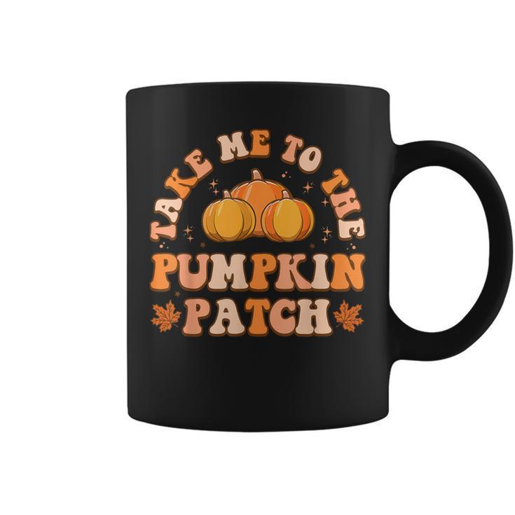 Take Me To The Pumpkin Patch Thanksgiving Groovy Autumn Fall Coffee Mug
