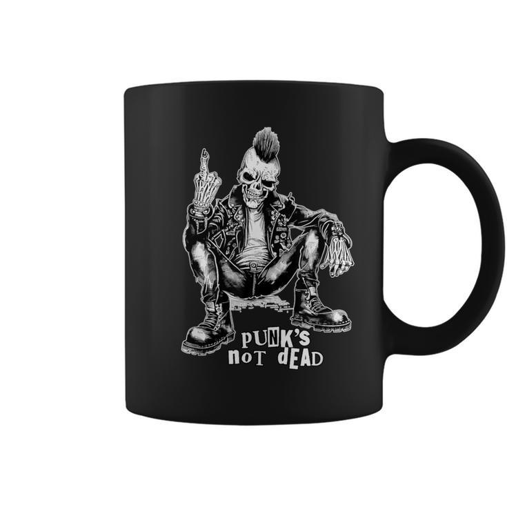 Punks Not Dead 70S 80S Music Emo Meme Skeleton Coffee Mug