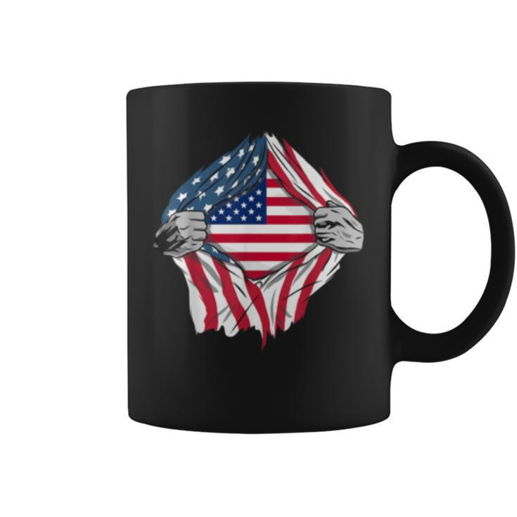 Pure American Blood Inside Me Country Flags Coffee Mug