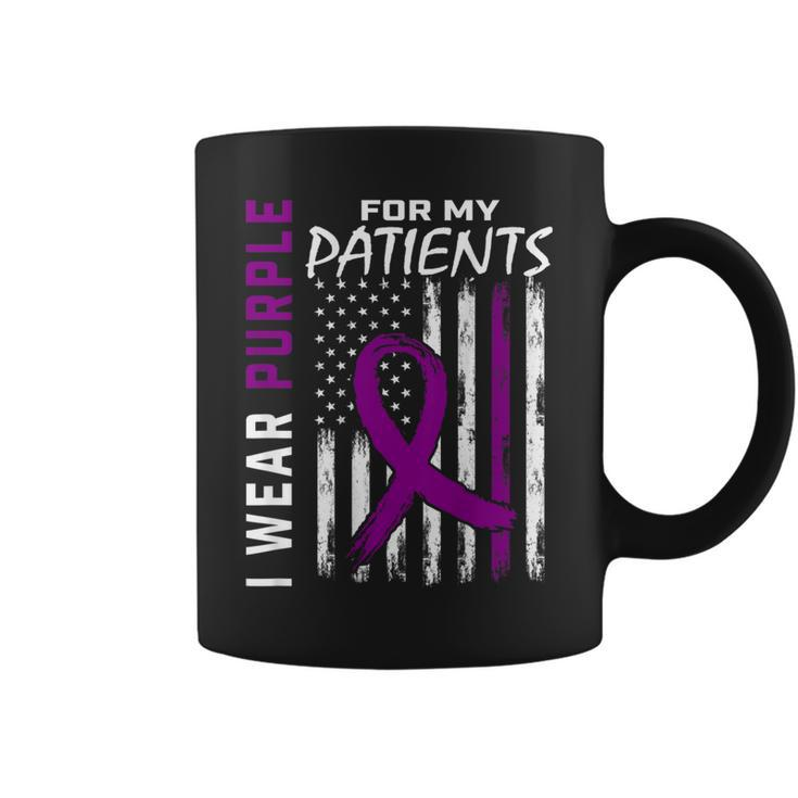 Purple For Patients Alzheimers American Flag Print On Back Coffee Mug