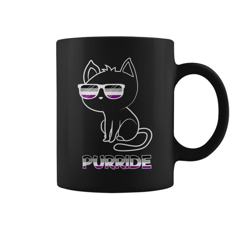 Purride Asexual Flag Sunglasses Gay Pride Cat Lover Coffee Mug