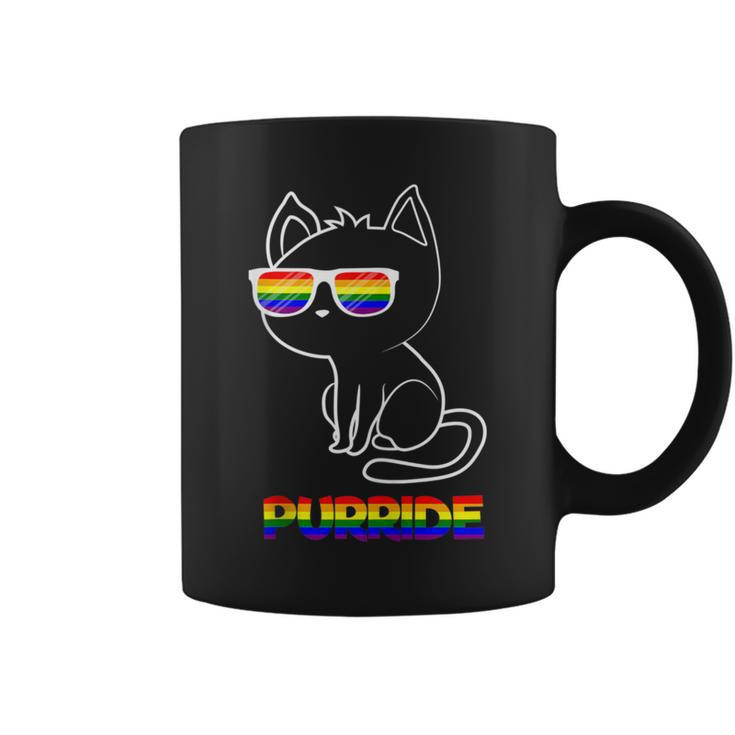 Purride Lgbt Flag Sunglasses Cute Gay Pride Cat Lover Coffee Mug