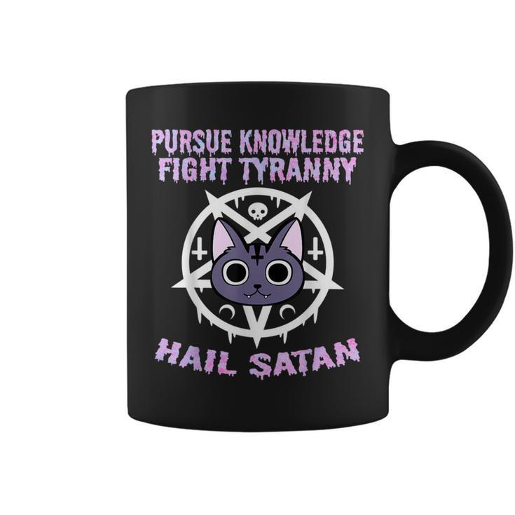 Pursue Knowledge Fight Tyranny Hail Satan Coffee Mug
