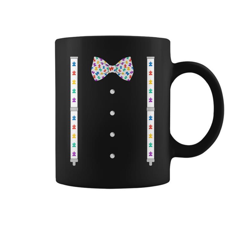 Puzzle Piece Bow Tie Suspenders Autism Awareness Boys Coffee Mug