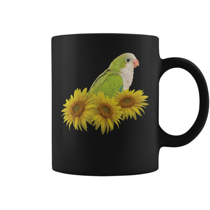 Quaker Parrot Green Monk Parakeet Sunflower Coffee Mug