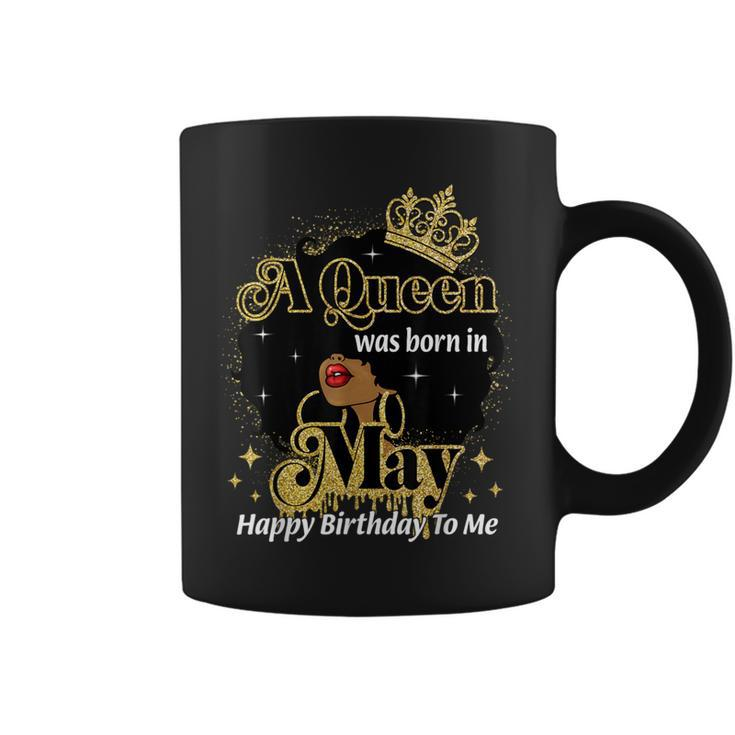 A Queen Was Born In May Birthday Afro Diva Black Woman Coffee Mug