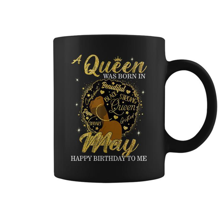 A Queen Was Born In May Birthday Afro Girl Black Women Coffee Mug