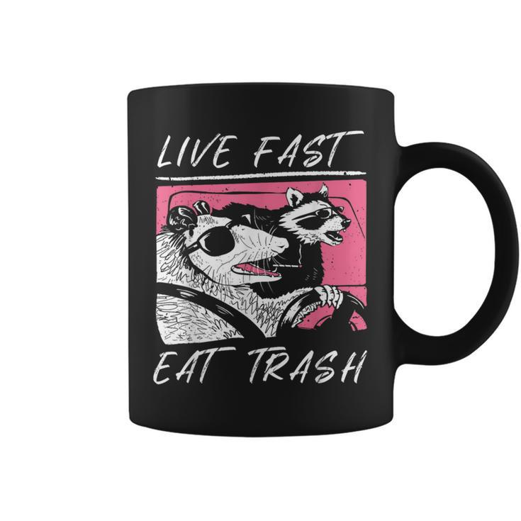 Raccoon And Possum Live Fast Eat Trash Enjoy Life Adventure Coffee Mug