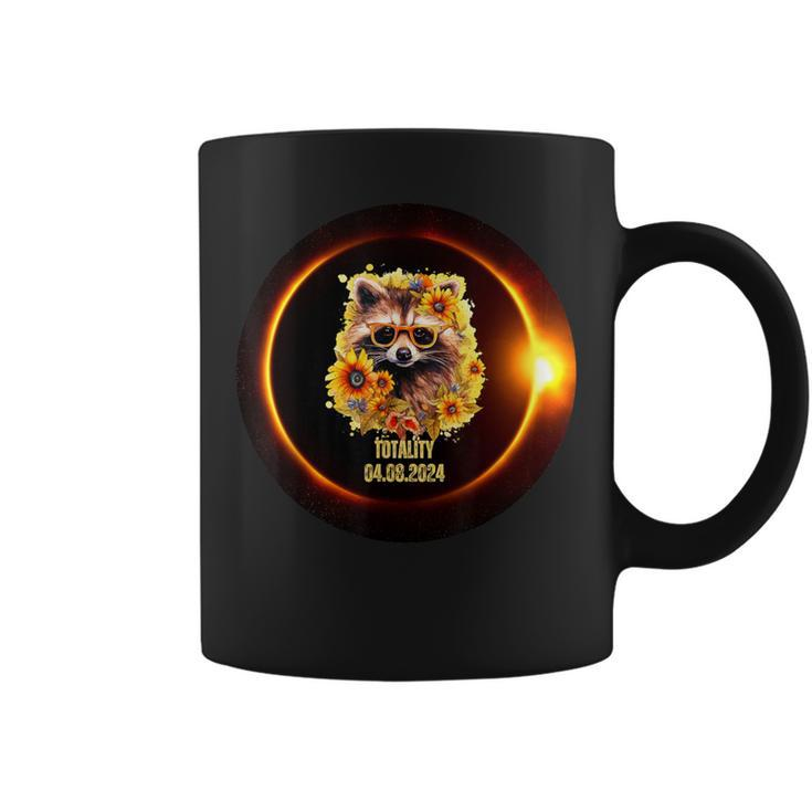 Raccoon Sunflower Totality Total Solar Eclipse April 8 2024 Coffee Mug