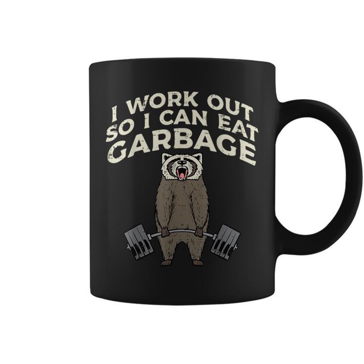 Raccoon I Workout So I Can Eat Garbage Gym Fitness Women Coffee Mug