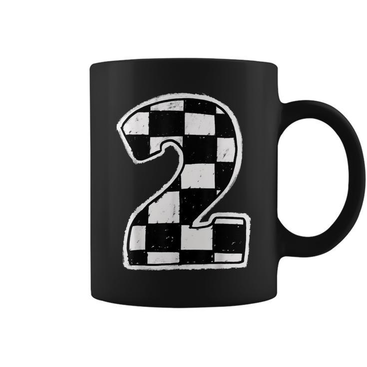 Race Car 2Nd Birthday Boy 2 Two Racing Car Flag Theme Party Coffee Mug