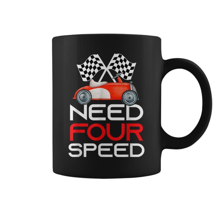 Race Car 4Th Birthday Boy 4 Year Old Racing Car Driver Coffee Mug