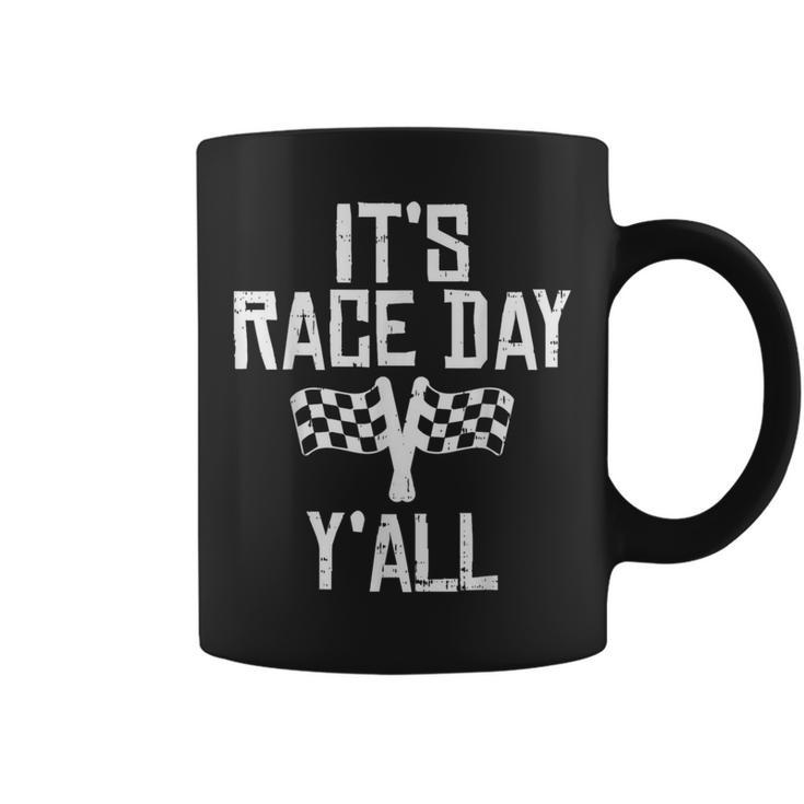 Race Day Yall Checkered Flag Racing Car Driver Racer Coffee Mug
