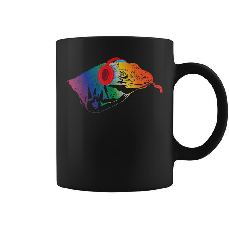 Rainbow Komodo Dragon Raver Dj Edm Rave Music Festival Coffee Mug