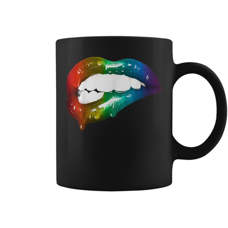 Rainbow Lips Cute Artful Make-Up Addicts Coffee Mug