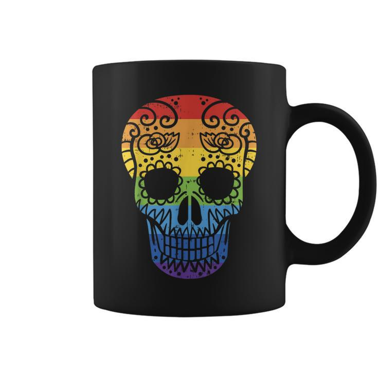 Rainbow Sugar Skull Day Of The Dead Lgbt Gay Pride Coffee Mug