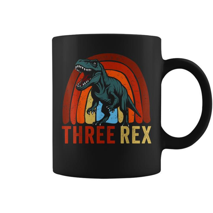 Rainbow Three Rex Retro Vintage Dinausor 3 Year Old Trex Coffee Mug