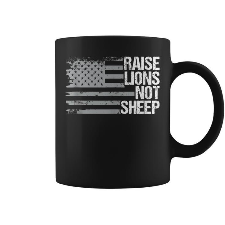 Raise Lions Not Sheep American Patriot Patriotic Lion Coffee Mug