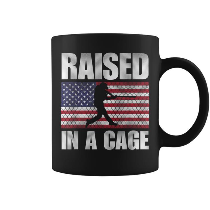Raised In A Cage Joke Baseball Player Pitcher Flag Coffee Mug