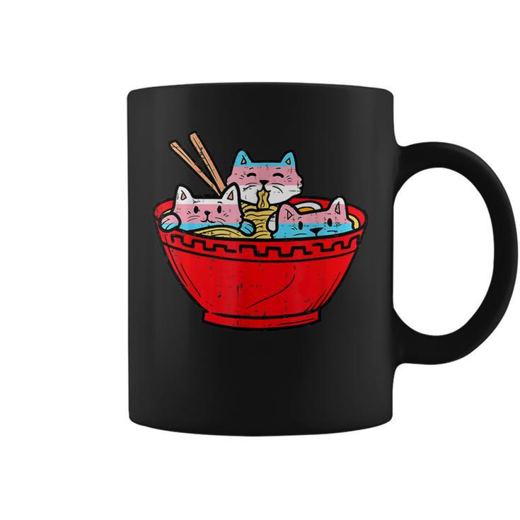 Ramen Cats Transgender Trans Pride Flag Japanese Noodle Food Coffee Mug