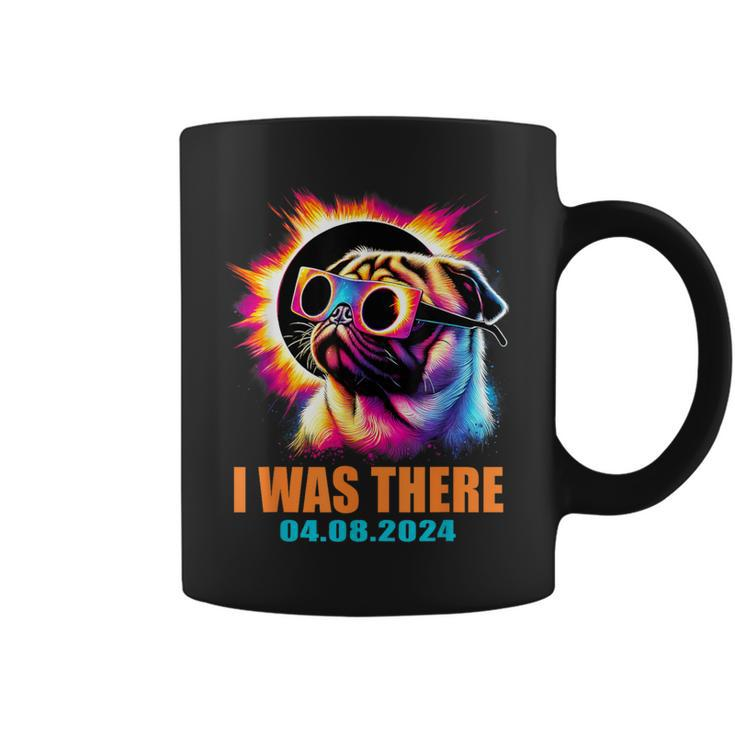 I Was There Total Solar Eclipse 2024 Pug Dog With Glasses Coffee Mug