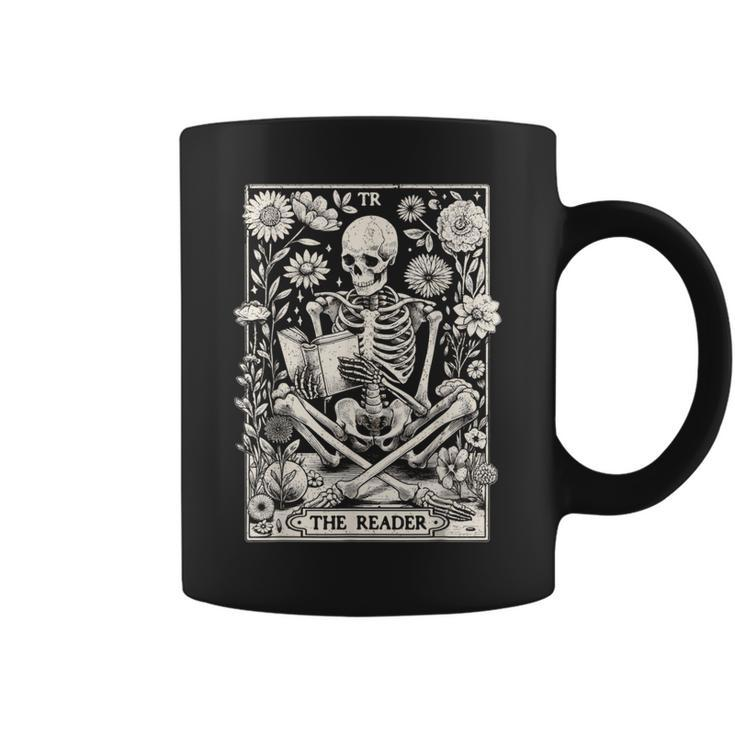 The Reader Skeleton Book Lover Tarot Card Reading Book Coffee Mug