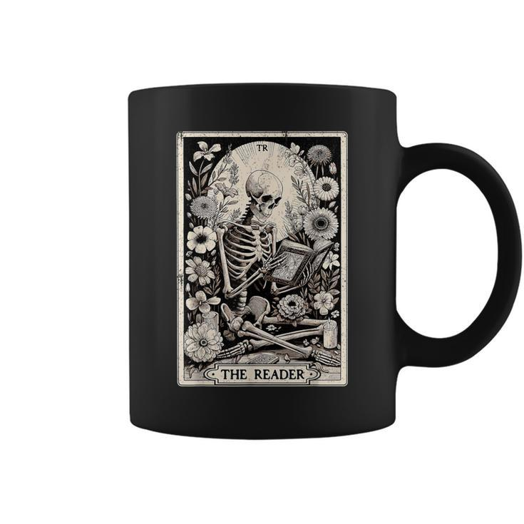 The Reader Tarot Card Book Lover Skeleton Reading Book Coffee Mug