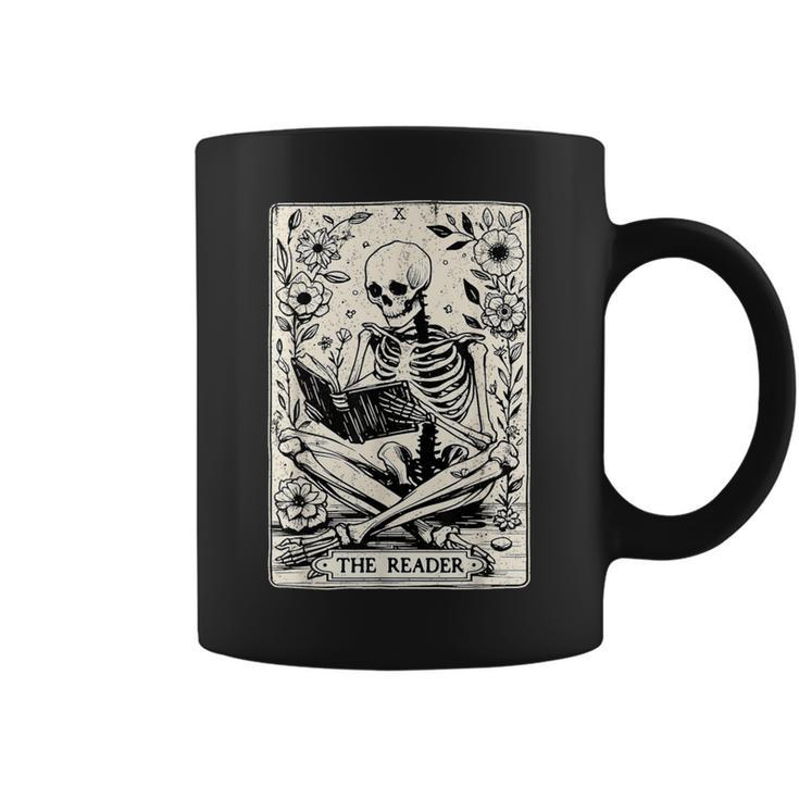The Reader Tarot Card Skeleton Reading Book Books Coffee Mug