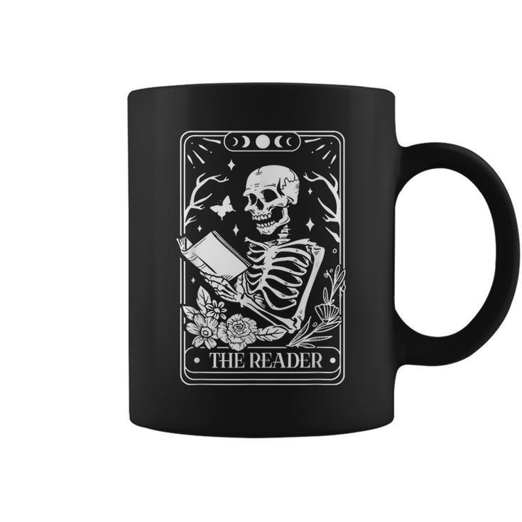 The Reader Tarot Skeleton Reading Coffee Mug
