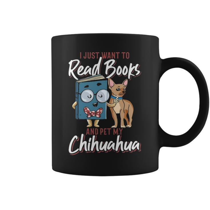 Reading Dog Mom Book Pet Dad Chihuahua Coffee Mug