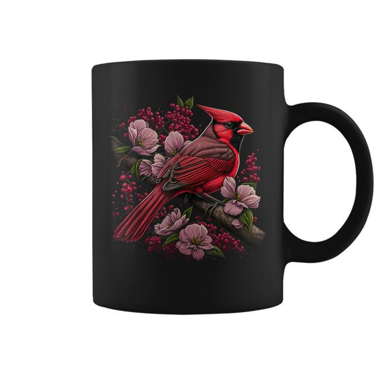 Red Cardinal Bird And Pink Flowering Dogwood Blossoms Coffee Mug