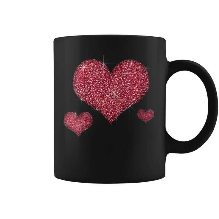 Red Heart Valentine's Day Cool Sparkle Heart Coffee Mug