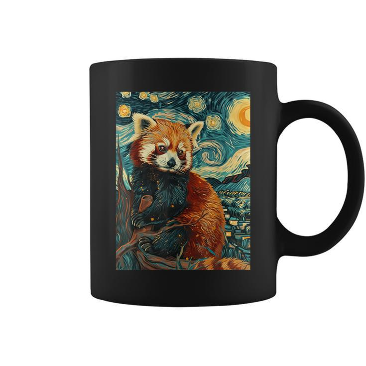 Red Panda Starry Night Van Gogh Style Graphic Coffee Mug