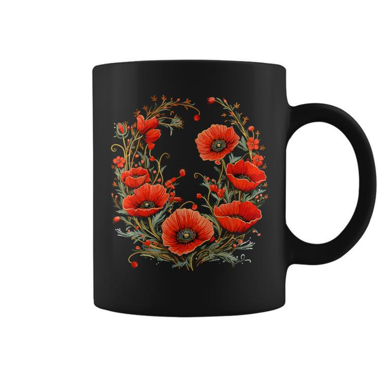 Red Poppy Flower Botanical Red Poppies For Women Coffee Mug