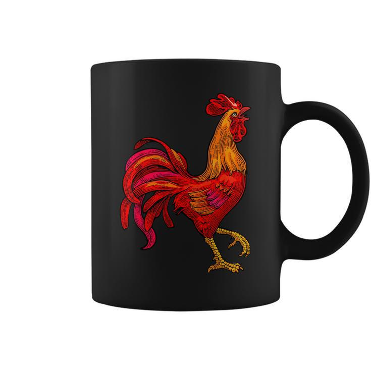 Red Rooster Vintage Retro Farmer Cock Bird Rooster Coffee Mug