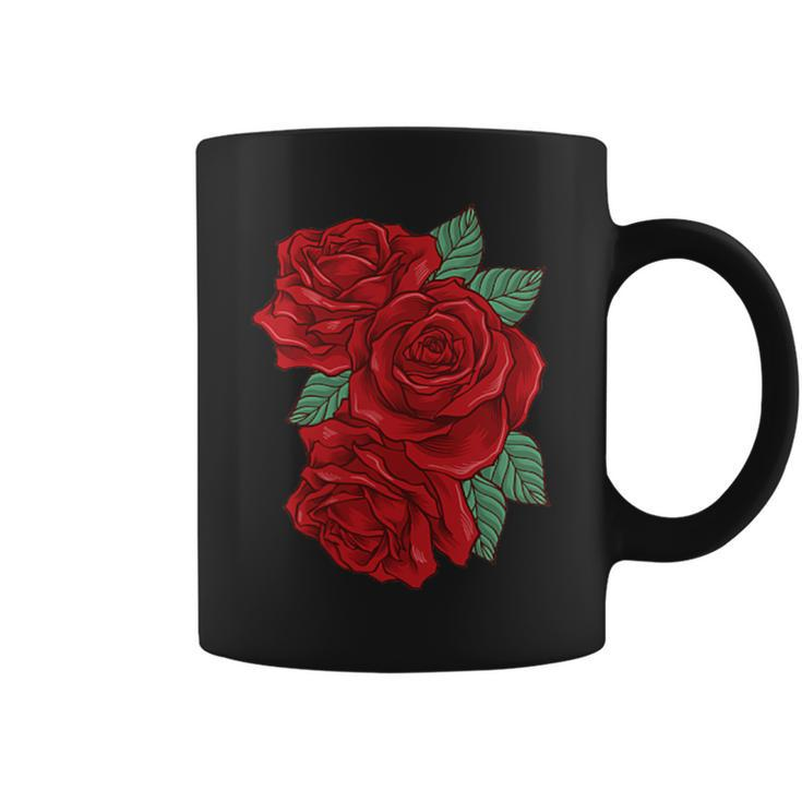 Red Rose Pocket Floral Print Bouquet For & Women Coffee Mug