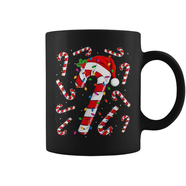 Red And White Candy Cane Santa Christmas Xmas Lights Coffee Mug